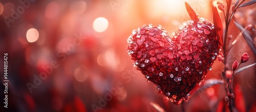 Obraz na płótnie Sparkling heart sunset field romance card w salonie