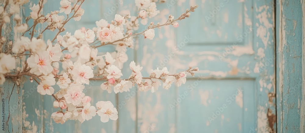 Spring Blossoms on a Vintage Door