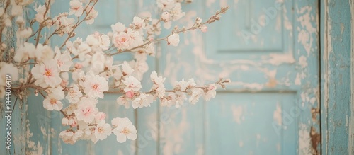 Obraz na płótnie Spring Blossoms on a Vintage Door w salonie