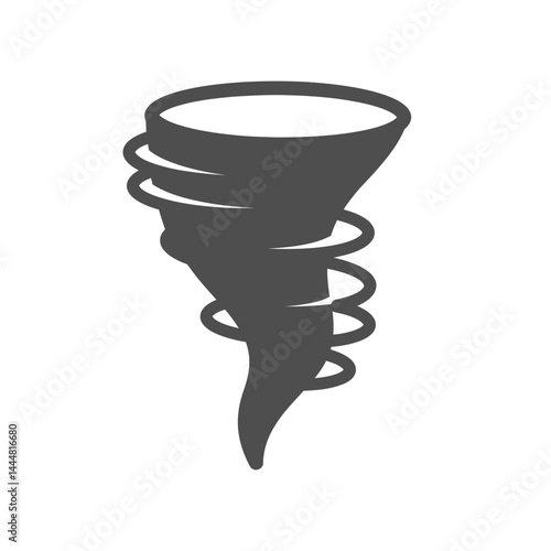 Whisper of the Whirlwind: An elegantly rendered, singular monochrome illustration of a swirling tornado in full form, a potent symbol of nature's raw power and the ephemeral nature of the elements.