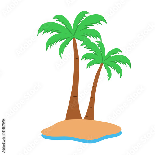Tropical island with palm trees and sandy beaches, coconut trees