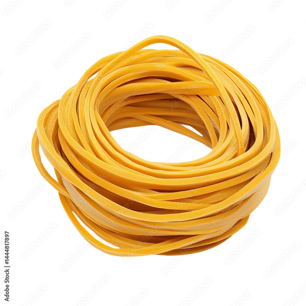 A coiled bundle of yellow pasta A coiled bundle of yellow pasta