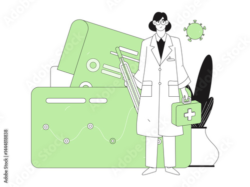 Doctor examines patient flat vector concept operation hand drawn illustration
