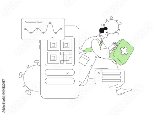 Doctor examines patient flat vector concept operation hand drawn illustration
