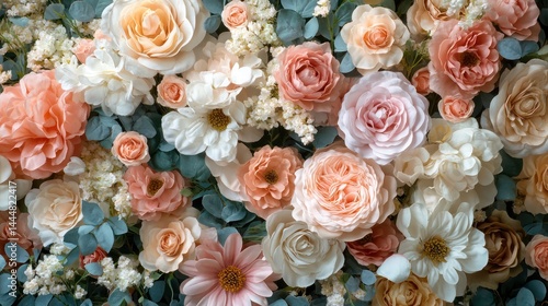 Floral abundance: A harmonious composition of roses, blossoms, and greenery