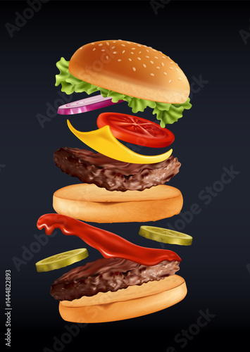 Modern Realistic Smash burger Illustration