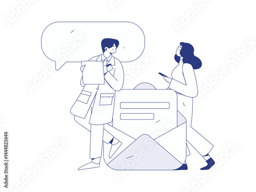 Doctor examines patient flat vector concept operation hand drawn illustration
