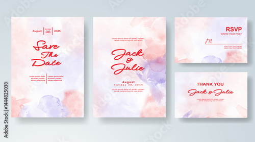 Wedding invitation with abstract splash watercolor