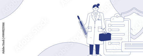 Doctor examines patient flat vector concept operation hand drawn illustration
