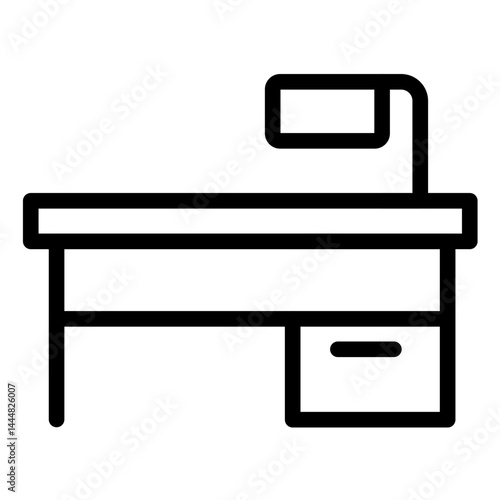 Counter Desk Line Icon Style