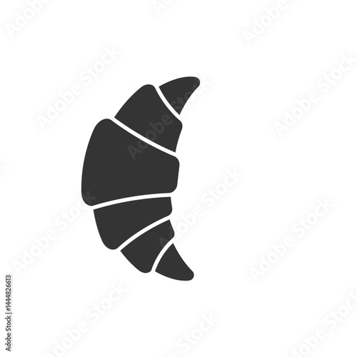 Croissant Icon: Simple and elegant grayscale icon of a croissant, perfect for bakery menus, food blogs, or culinary websites.  