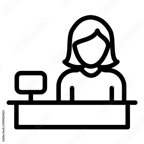 Receptionist Line Icon Style