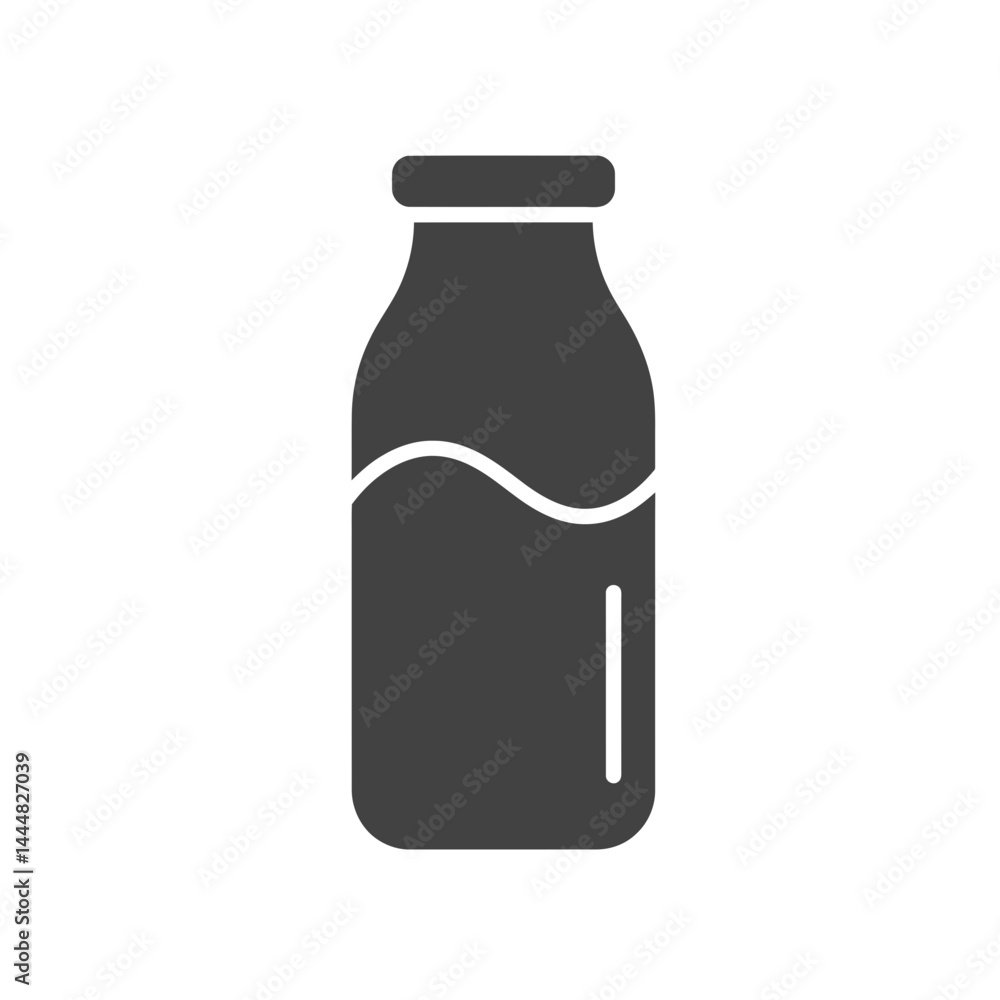 Milk Bottle Icon: A simple, sleek icon of a glass milk bottle, perfect for dairy product packaging, menus, or app interfaces. The design is clean, modern, and easily recognizable. Milk Bottle Icon: A simple, sleek icon of a glass milk bottle, perfect for dairy product packaging, menus, or app interfaces. The design is clean, modern, and easily recognizable.
