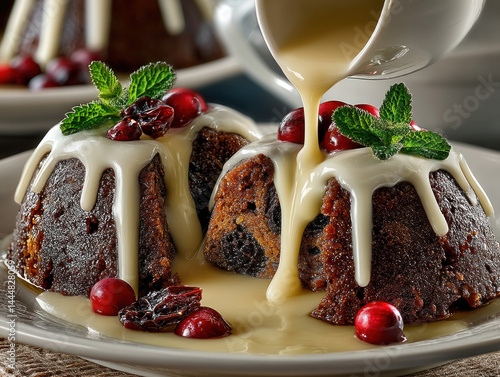 A traditional plum pudding ...