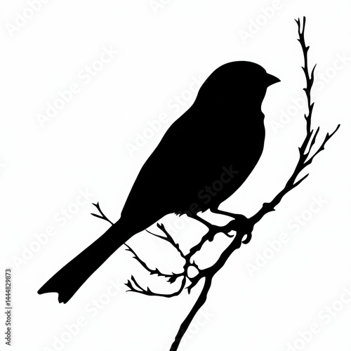 bird on branch silhouette ,...