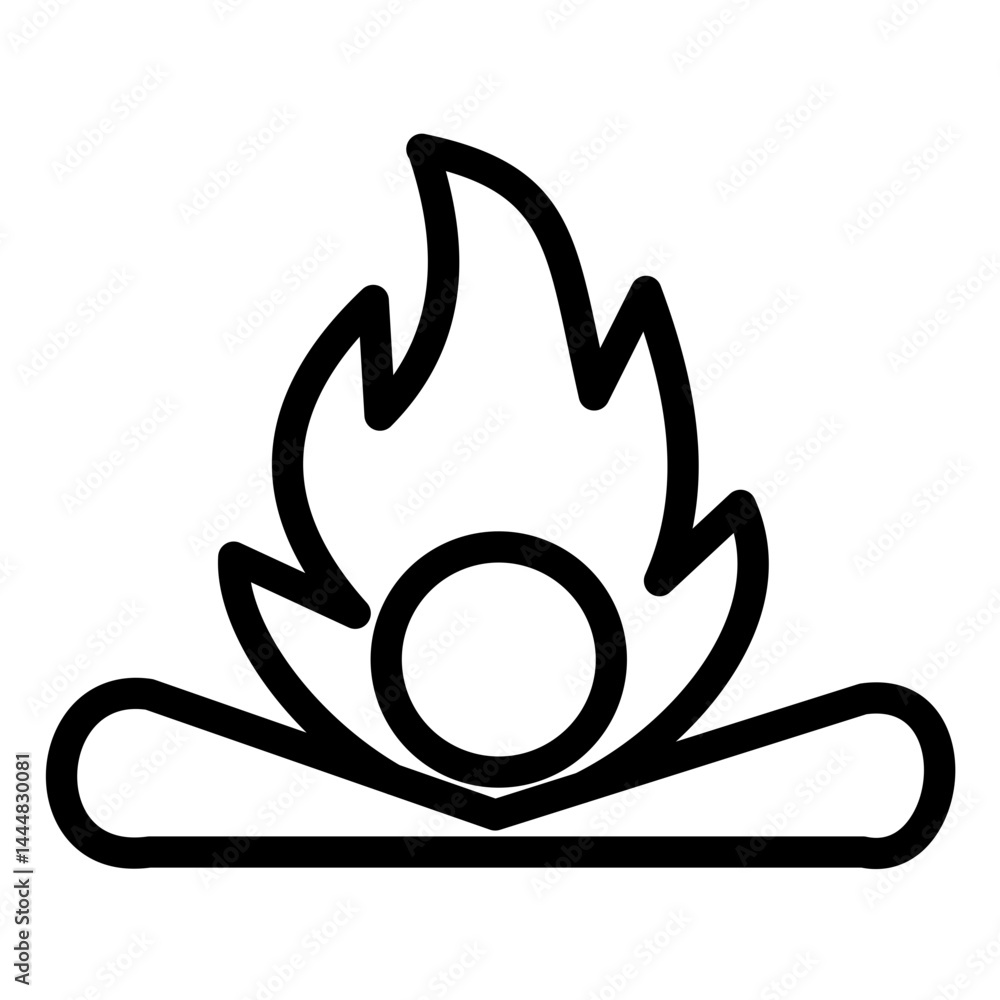 Bonfire Line Icon Style Bonfire Line Icon Style