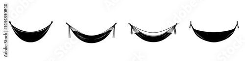 Collection of hammock silhouettes depicting various styles and designs for relaxation and leisure activities