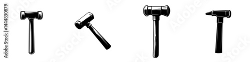 Variety of silhouettes showcasing different types of hammers for construction and craftsmanship activities