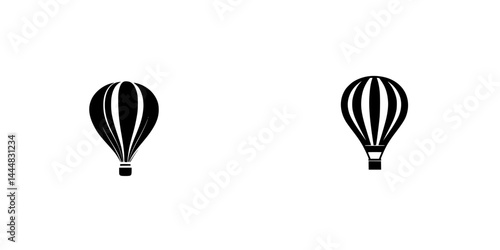 Collection of silhouette pictogram icons featuring hot air balloons for various design applications