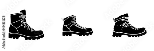 Different styles of hiking boots silhouettes for outdoor enthusiasts and adventurers to explore nature