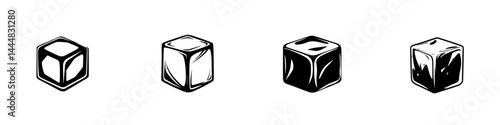 Modern silhouette pictograms representing various shapes of ice cubes for design and illustration purposes