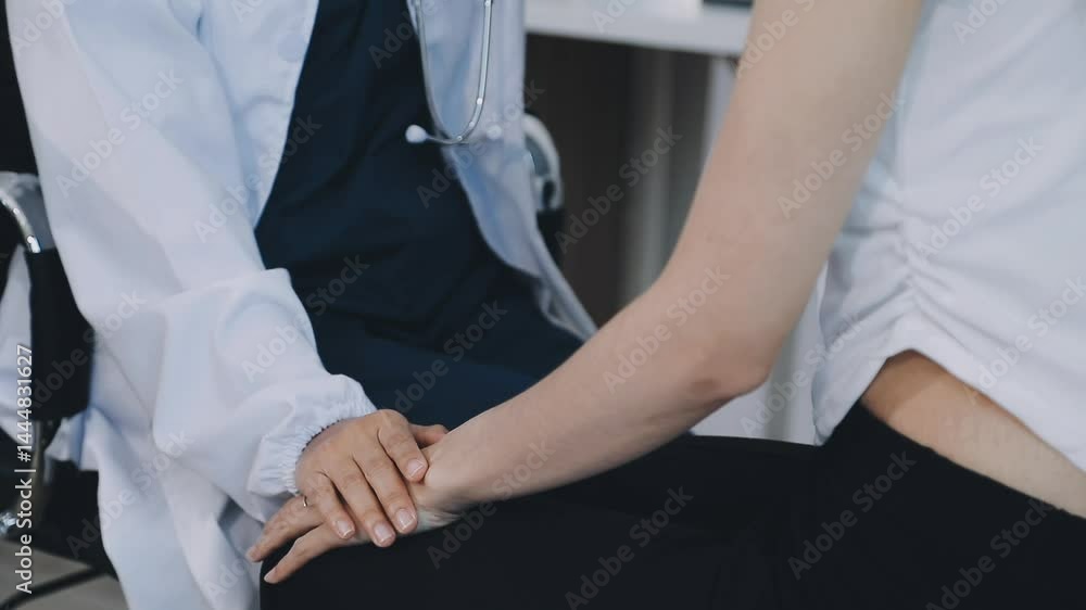 Doctor and patient discussing something while sitting at the table . Medicine and health care concept. Doctor and patient Doctor and patient discussing something while sitting at the table . Medicine and health care concept. Doctor and patient
