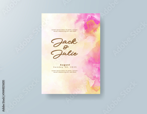 Wedding invitation with abstract splash watercolor