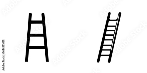 Silhouette pictogram set showcasing two distinct ladder designs for versatile visual communication
