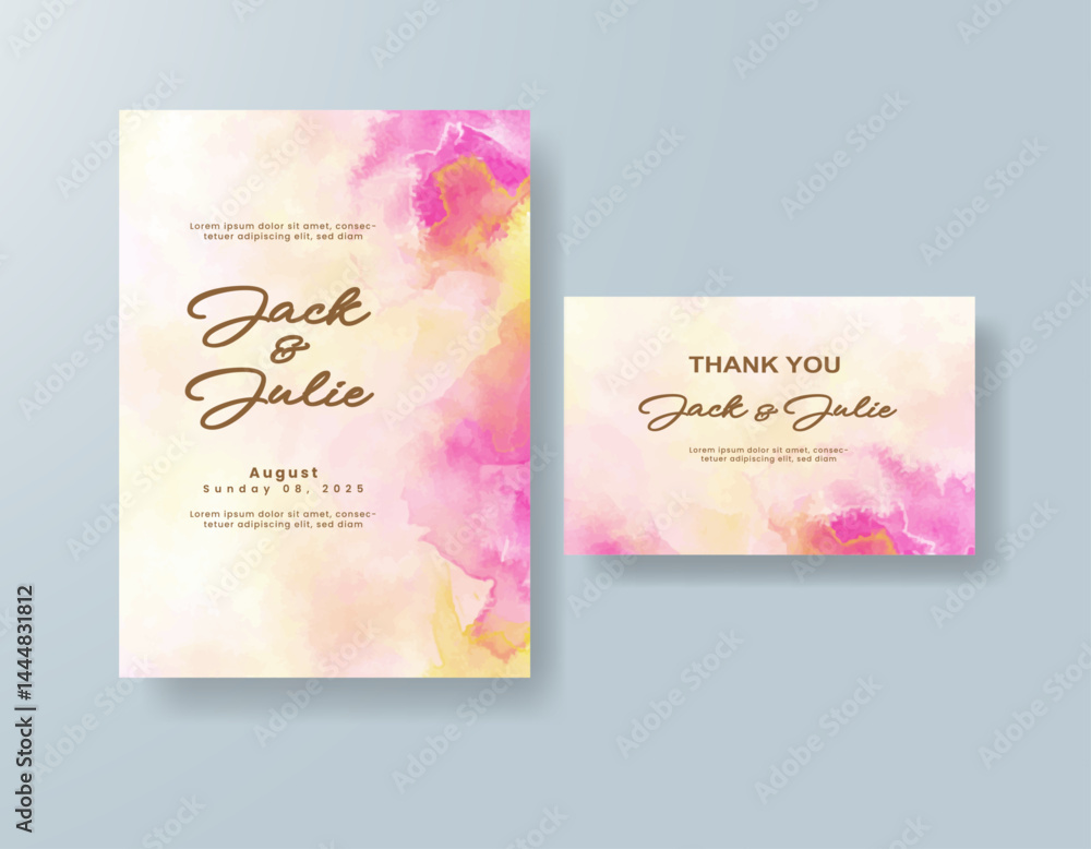 Wedding invitation with abstract splash watercolor Wedding invitation with abstract splash watercolor