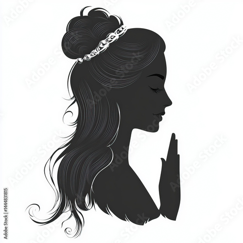 prayer silhouette , black a...