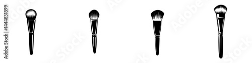 Silhouette pictogram collection of various makeup brushes ideal for beauty and cosmetic design projects