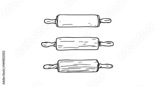 Rolling Pin Clipart line art vector for baking projects