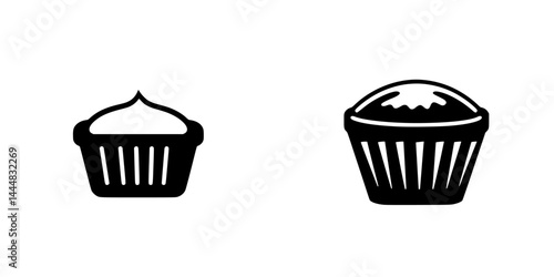 Various cupcake silhouettes in isolated vector icons showcasing different frosting styles