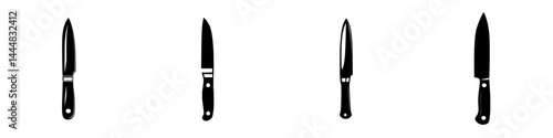 Collection of knife silhouettes showcasing various styles for culinary use in kitchen environments