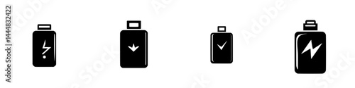 Silhouette pictogram set of various bottle icons representing different functions and designs in a vector style