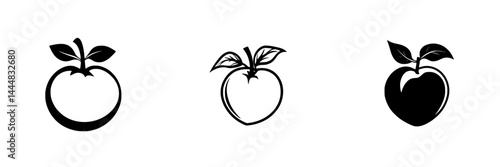 Vector set of fruit silhouettes illustrating apple designs with varying style and detail for creative use