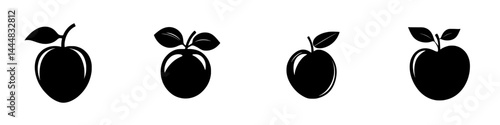 Silhouette pictograms of apples for use in graphic design and food-related projects