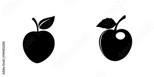 Silhouette pictograms depicting apple varieties with distinct features for design and illustration purposes