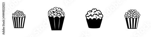 Collection of popcorn silhouette pictograms for use in design projects and presentations