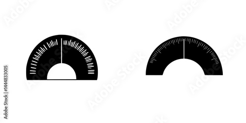 Silhouette pictogram of two protractors representing angle measurement in educational settings