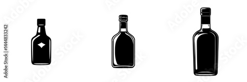 Silhouette pictograms of various bottle designs for use in graphic design projects and digital media
