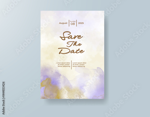 Wedding invitation with abstract splash watercolor