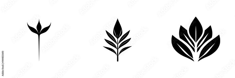 Silhouette pictograms of various plant designs suitable for graphic design and creative projects Silhouette pictograms of various plant designs suitable for graphic design and creative projects