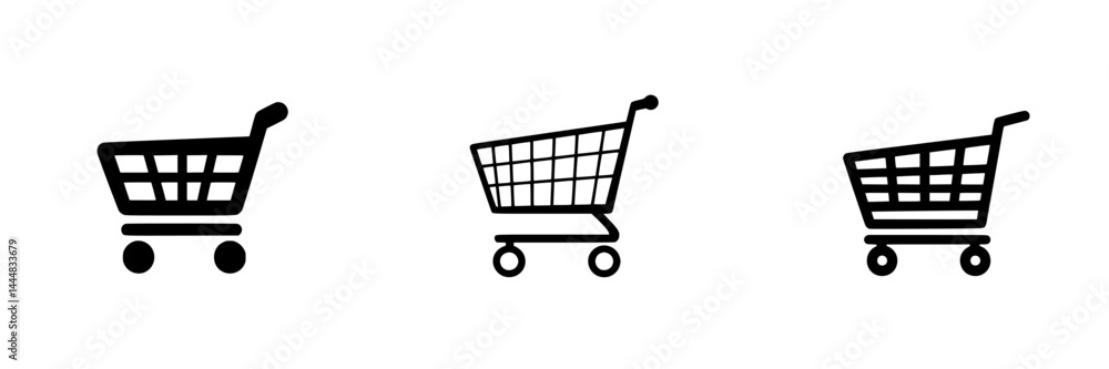 Various silhouettes of shopping cart pictograms in isolated vector design for digital and print use Various silhouettes of shopping cart pictograms in isolated vector design for digital and print use
