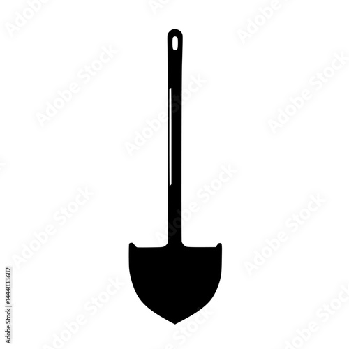 Silhouette pictogram of a shovel for construction, gardening, and landscaping applications