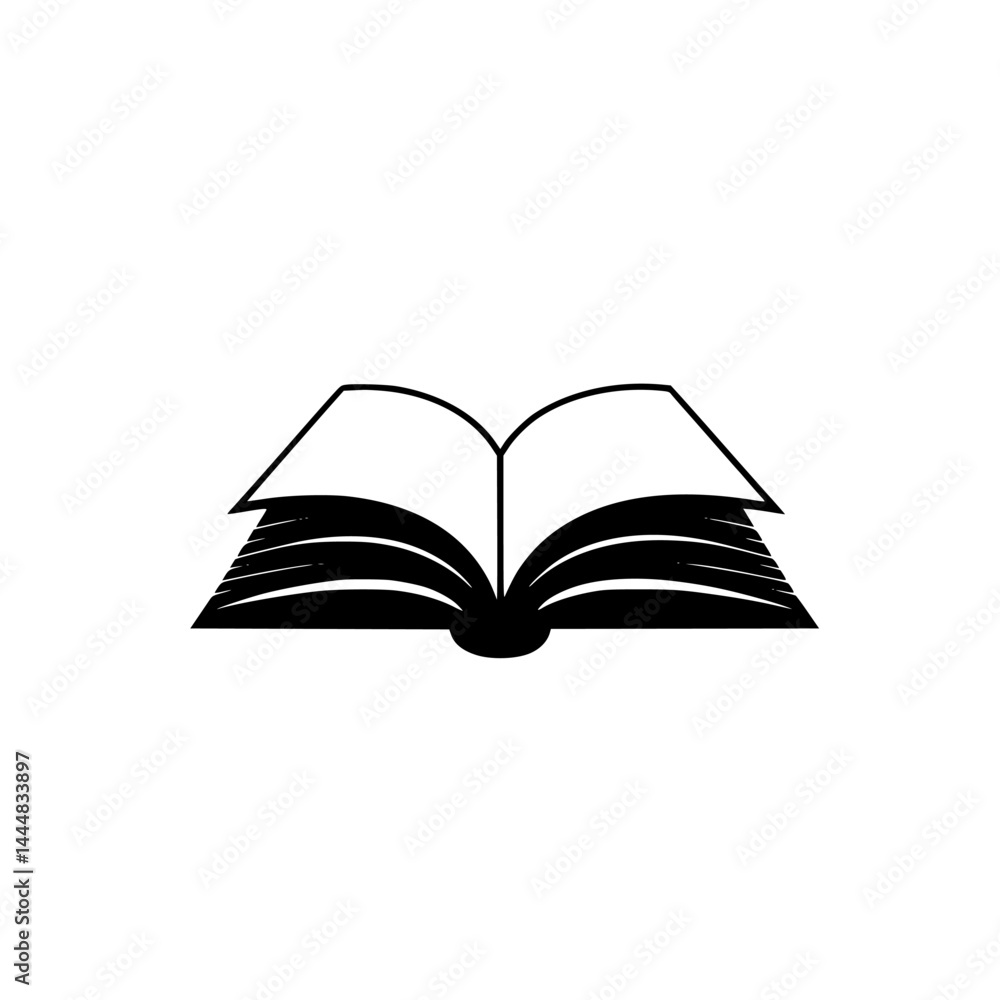 Silhouette pictogram of an open book showcasing educational and literary themes for various applications Silhouette pictogram of an open book showcasing educational and literary themes for various applications