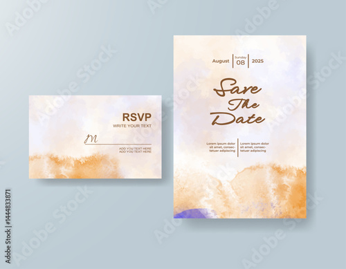 Wedding invitation with abstract splash watercolor