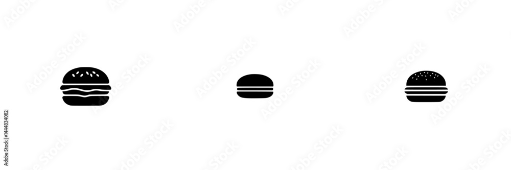 Collection of silhouette pictograms depicting various hamburger styles suitable for food-related designs Collection of silhouette pictograms depicting various hamburger styles suitable for food-related designs