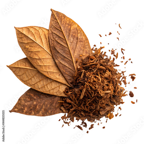 HighQuality Tobacco Leaf and Cut Tobacco Images isolated on transparent background