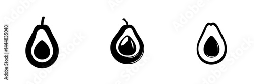 Silhouette pictogram set of avocados showing variations in shape and design for culinary and dietary use